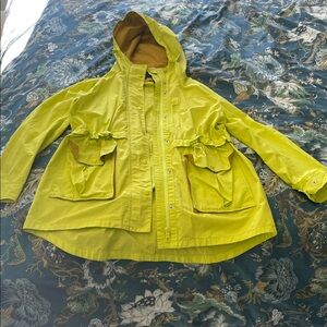 J. Crew Lime Green Hooded raincoat